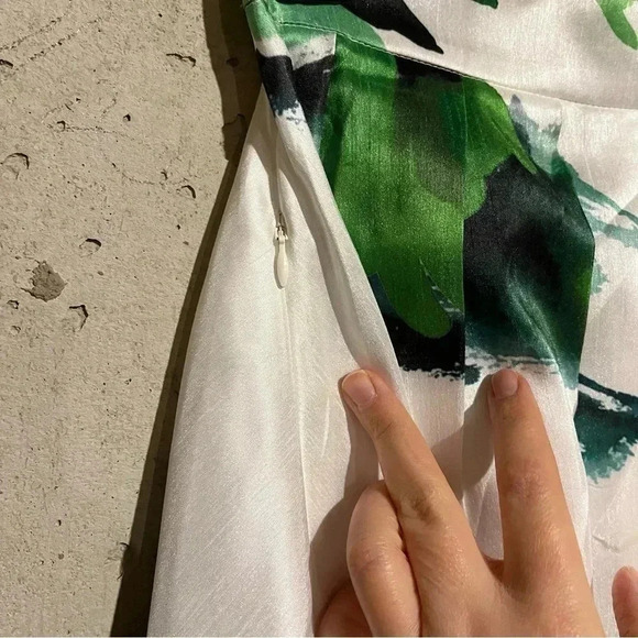 NEW Samuel Dong Hi Low Floral Skirt Womens Small White Green Size Medium M - Picture 2 of 9